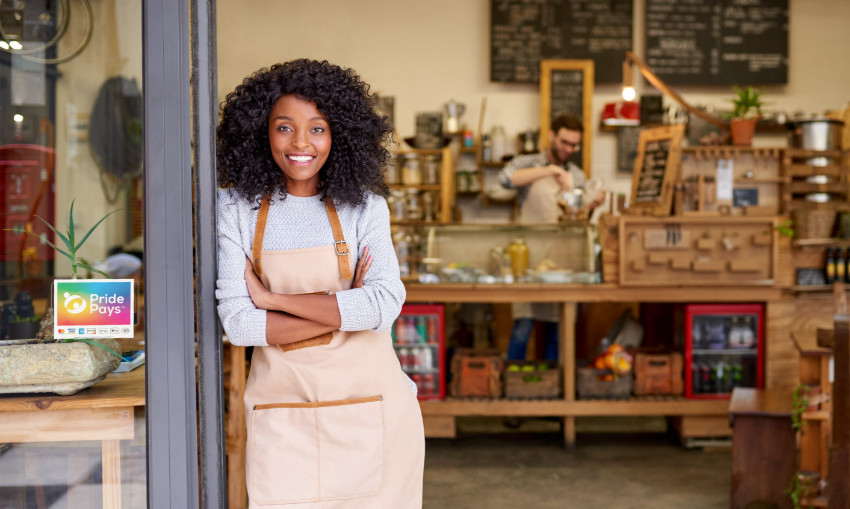 PridePays Merchant in her storefront